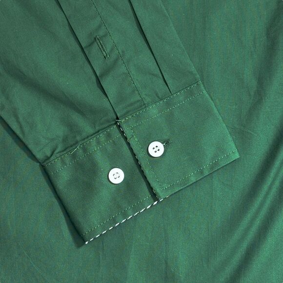 NWT Y2K 90s Coofandy Tribal Big Bold Graphic Button Flip Cuff Shirt Green 2XL - Picture 8 of 16